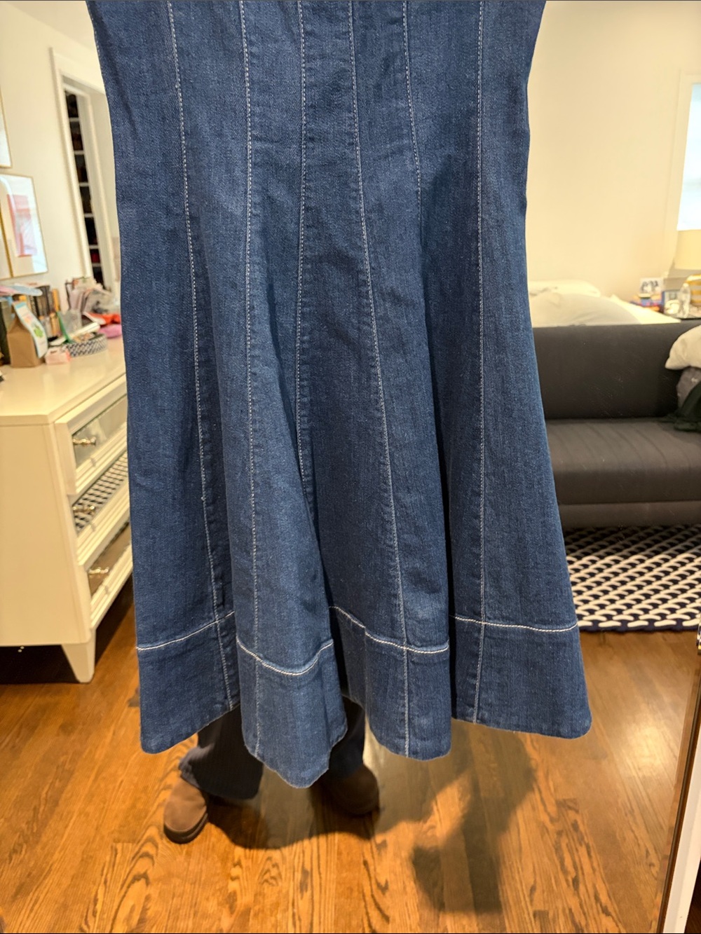 STAUD Blue Denim Fit-and-Flare Mini Dress - Picture 3 of 8